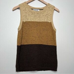 VTG‎ Women Sweater Tank Top Medium Colorblock Brown Academia Monochromatic
